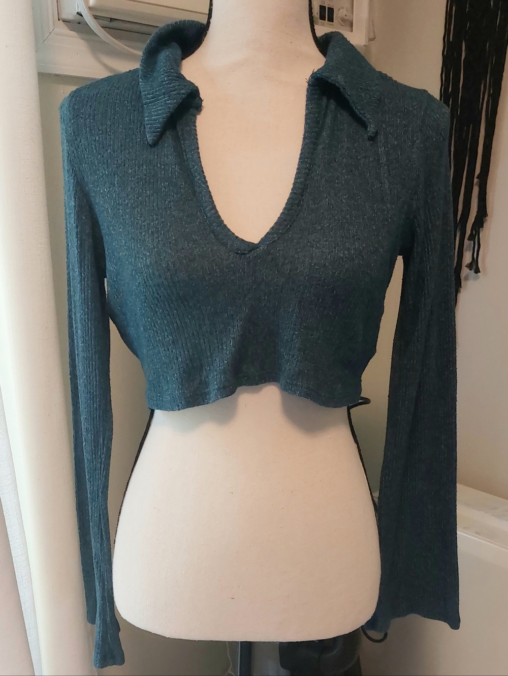 Green Knit Crop Top